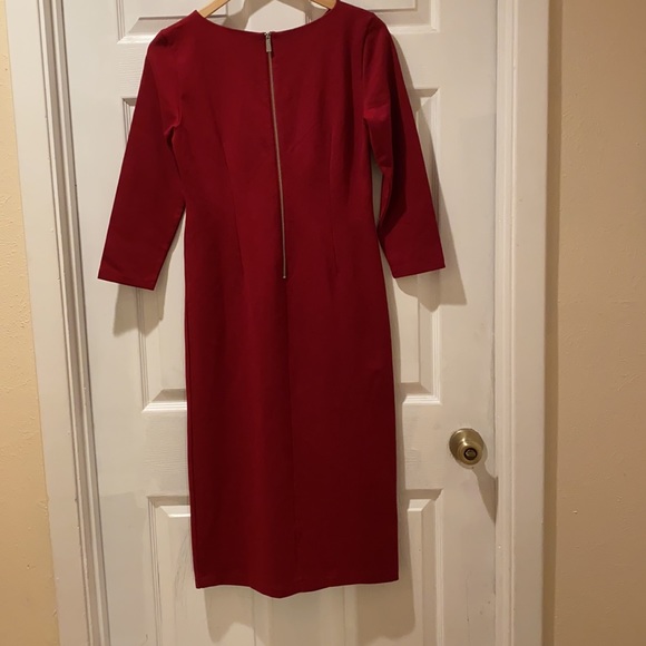 Lands’ End Red Shift Dress Side Pleated size 6 - Picture 7 of 15